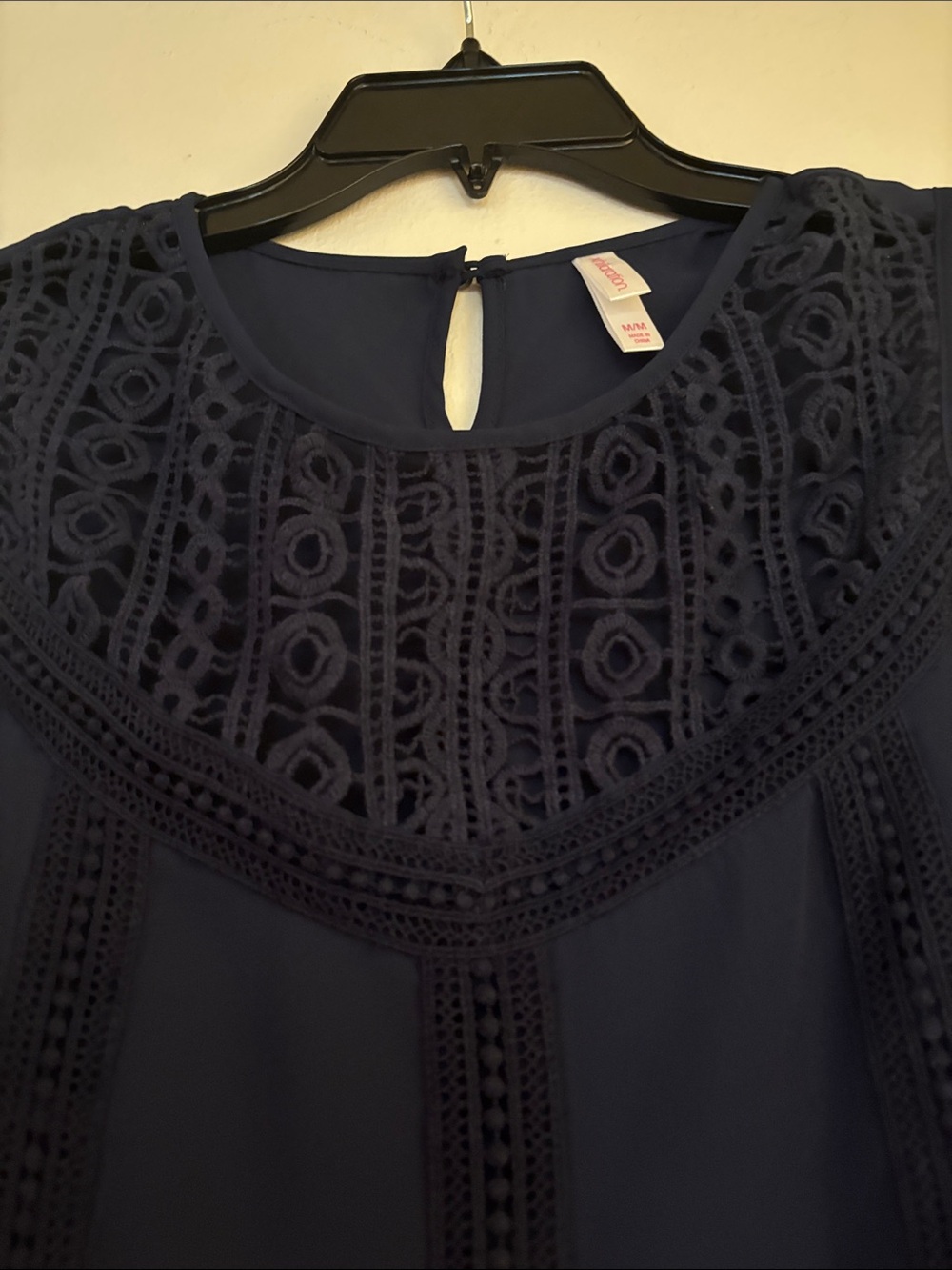 NWT Xhilaration Navy Crochet Yoke Blouse